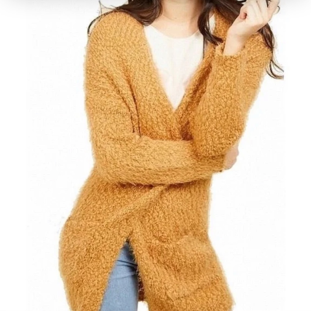 Skies Are Blue Mustard Cardigan Sweater